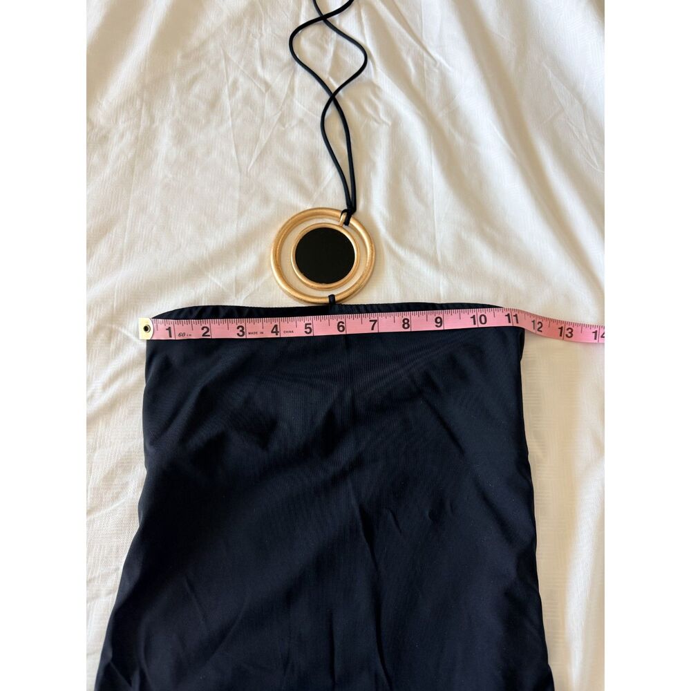 Zara Black Bodysuit Gold Medallion Necklace Halter Backless Gently Worn Sz S - Picture 4 of 4